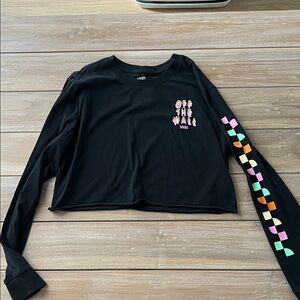 Vans Black Long Sleeve Tee with Colorful Accents